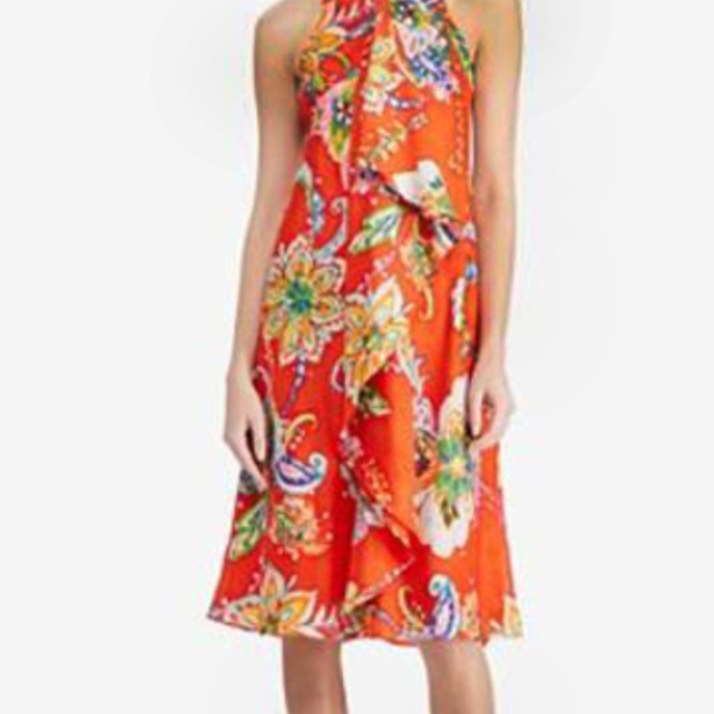Ralph Lauren | Bold orange print dress